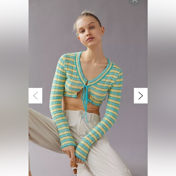 Urban outfitters Striped Cropped Cardigan - Picture 1 of 7